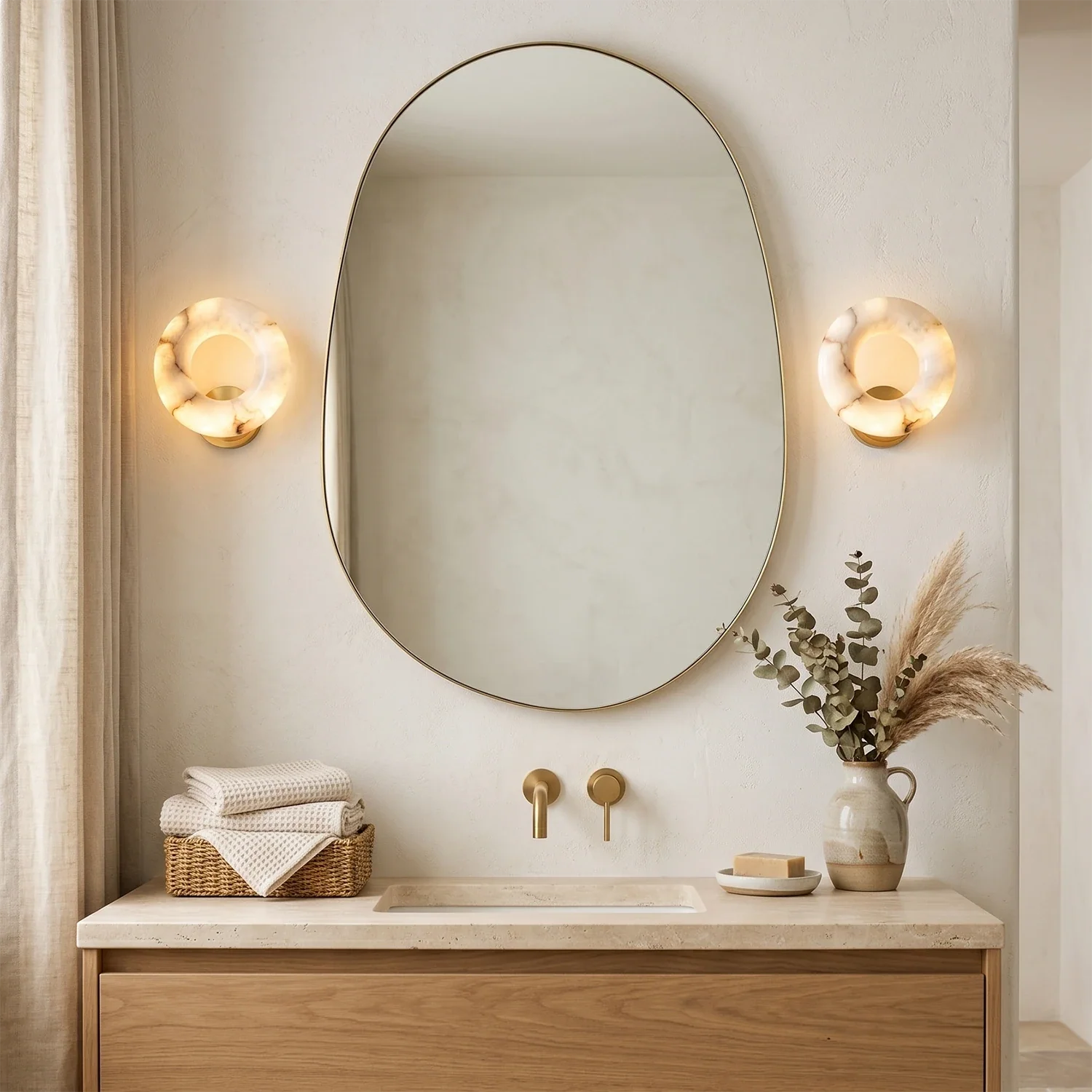 Halo Alabaster Wall Sconce by Bling Lighting Studio