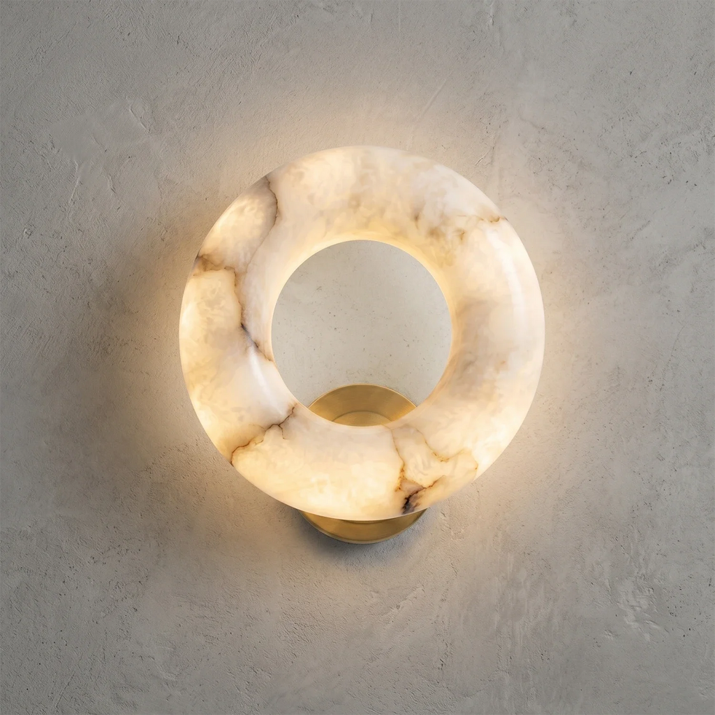 Halo Alabaster Wall Sconce by Bling Lighting Studio