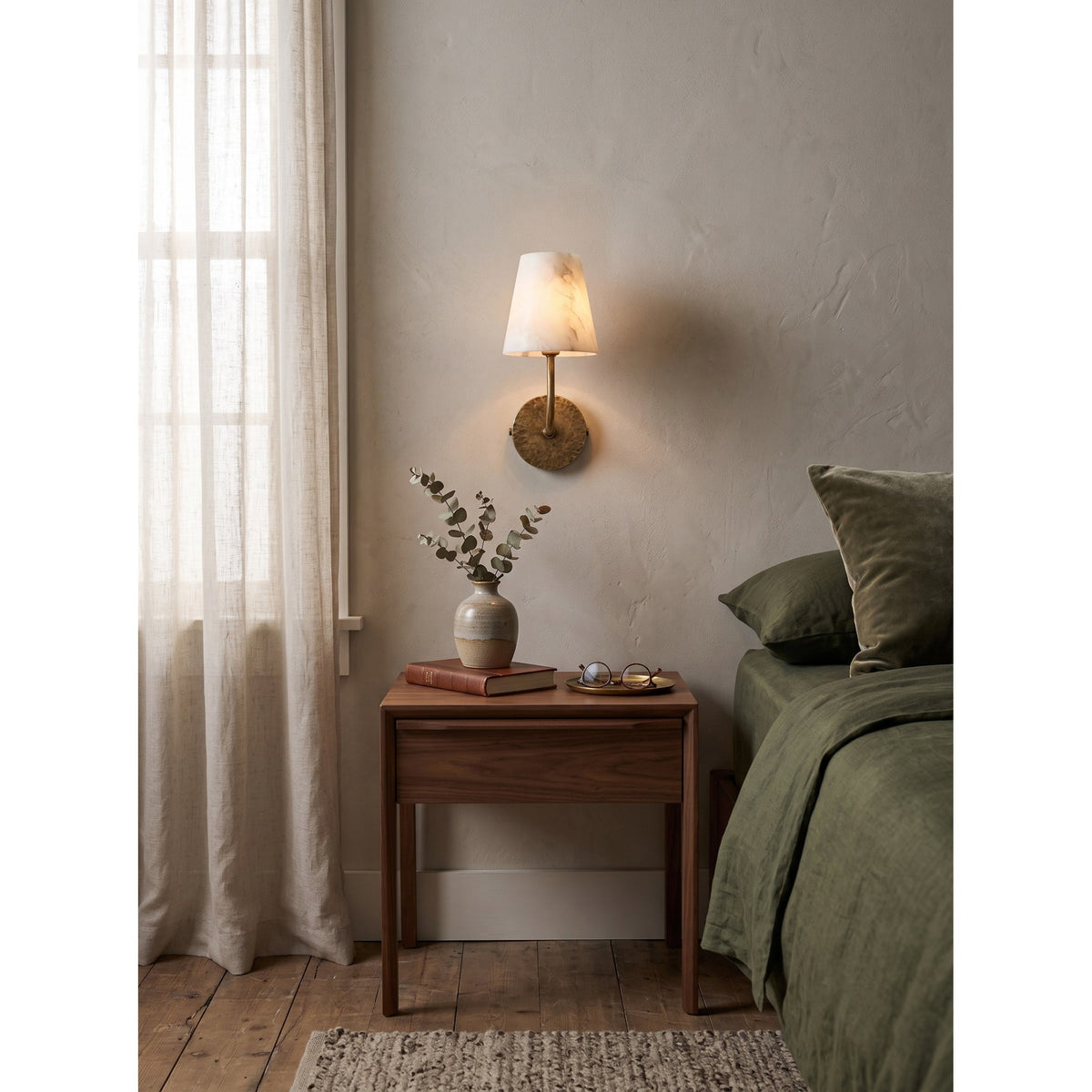 Hammered-Metal Alabaster Wall Sconce, product view 6