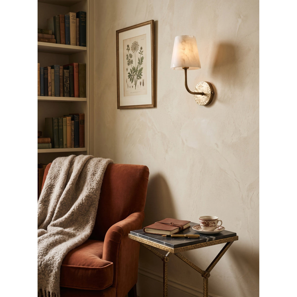 Hammered-Metal Alabaster Wall Sconce, product view 13