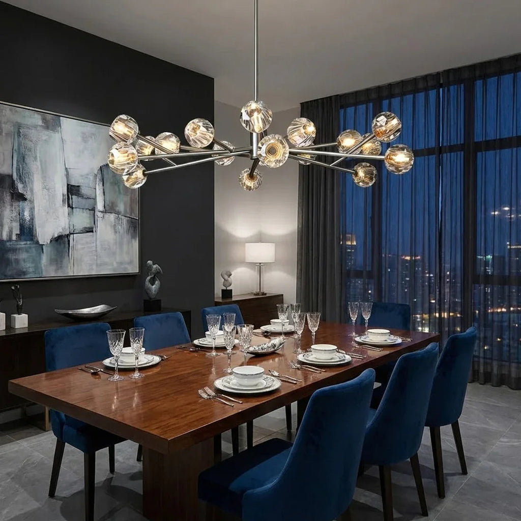 Hand-Cut Crystal Orb Branching Chandelier by Bling Lighting Studio