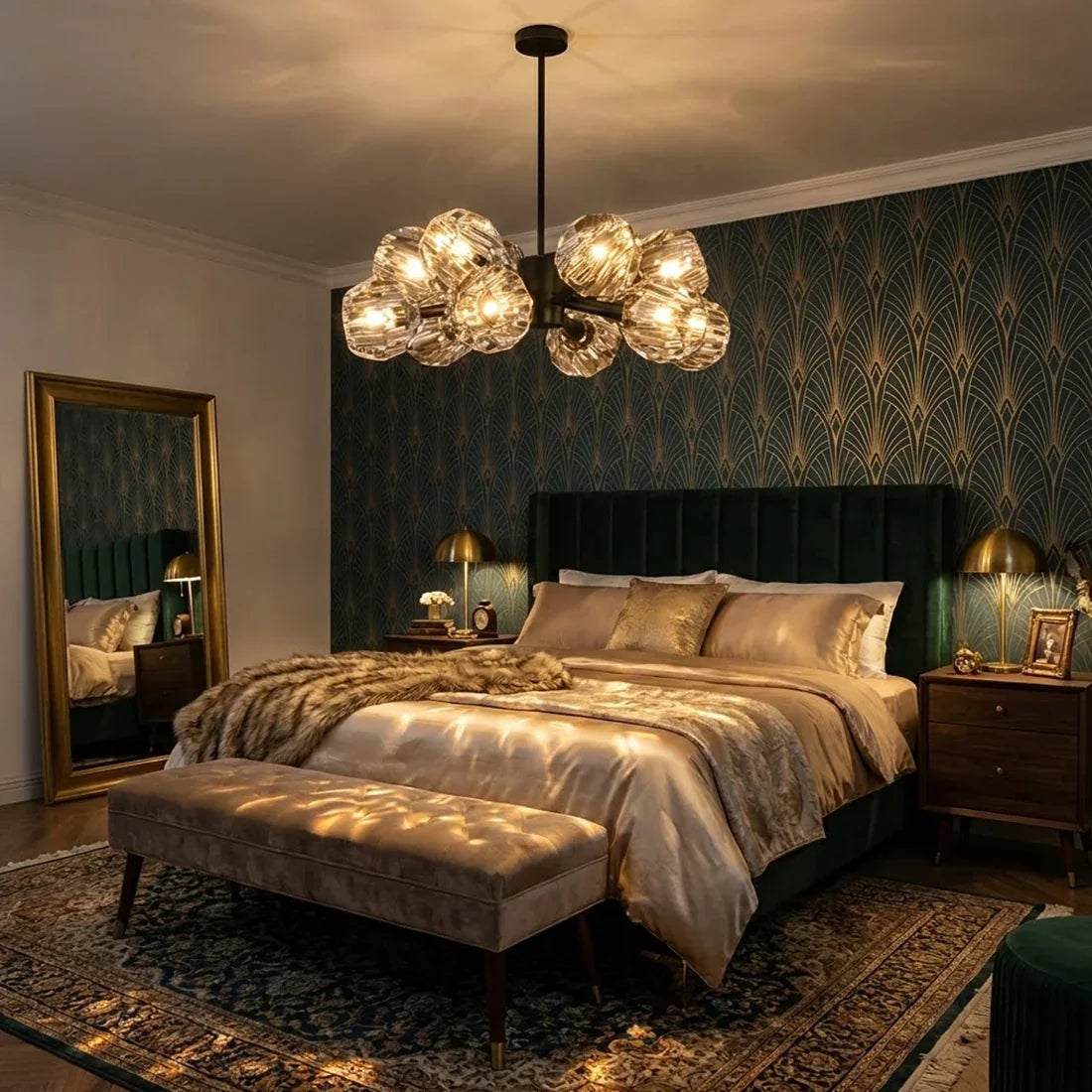 Hand-Cut Crystal Orb Branching Chandelier by Bling Lighting Studio