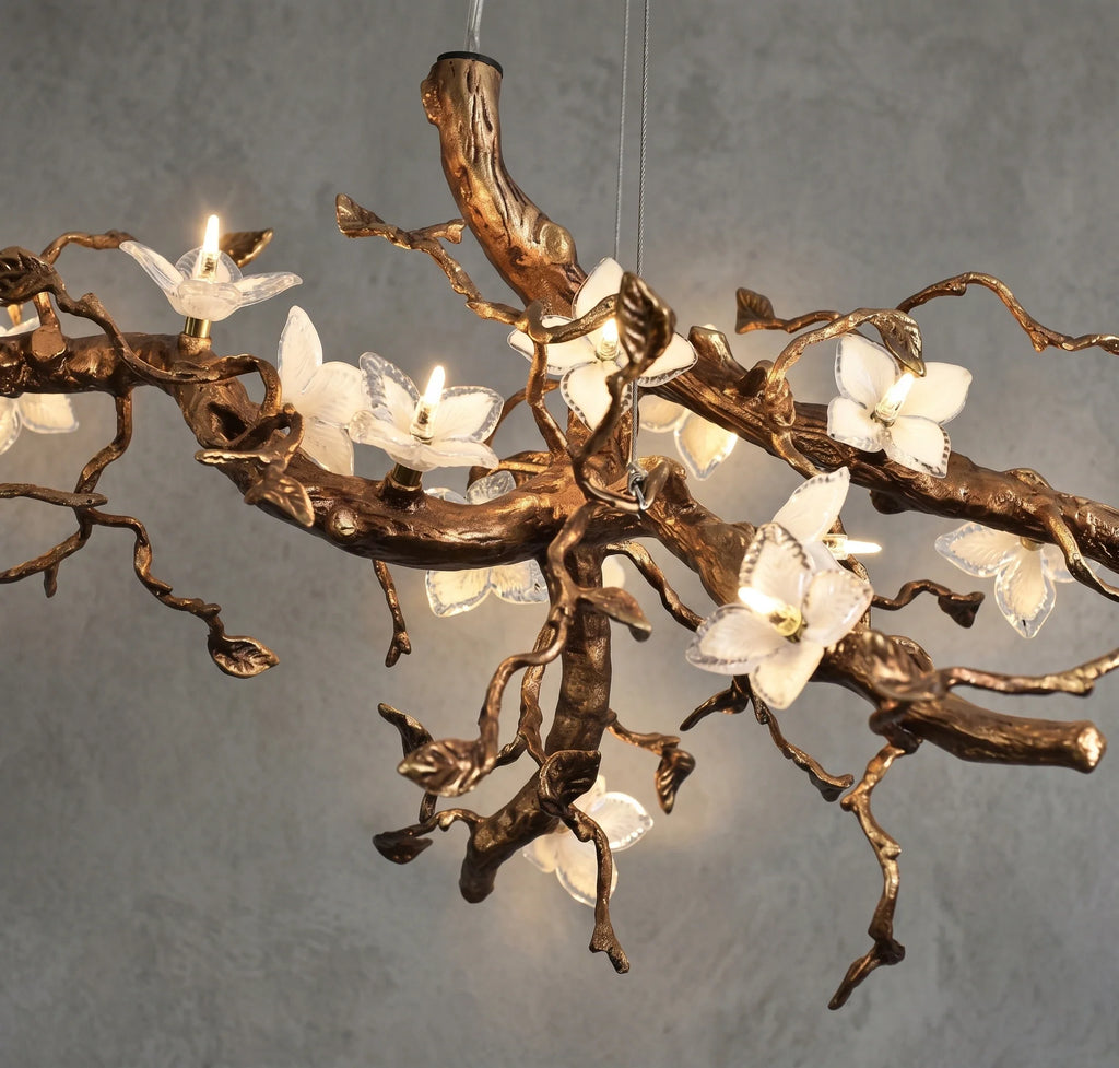 Handcrafted Sculptural Floral Branch Chandelier by Bling Lighting Studio