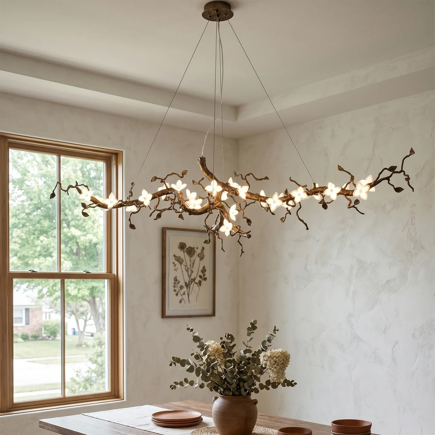 Handcrafted Sculptural Floral Branch Chandelier by Bling Lighting Studio