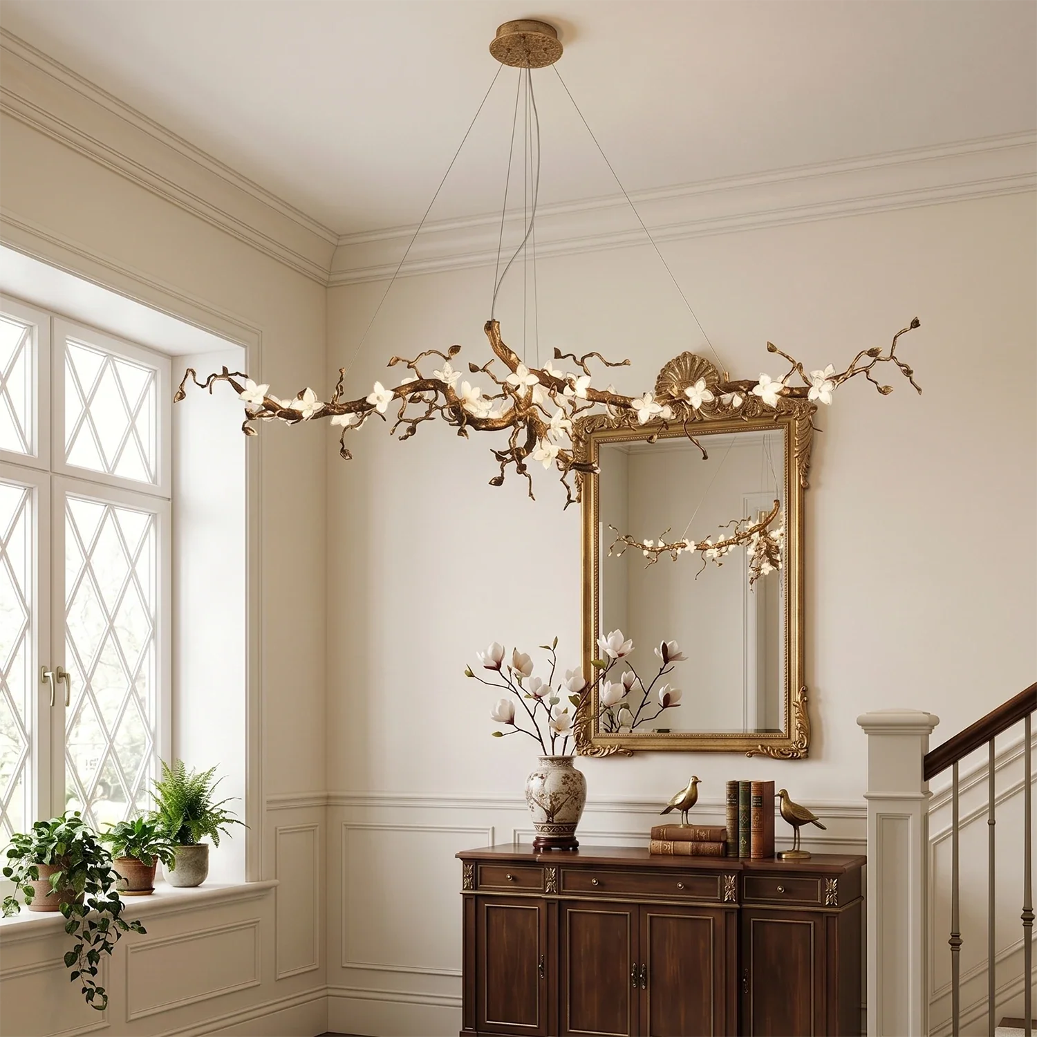 Handcrafted Sculptural Floral Branch Chandelier by Bling Lighting Studio