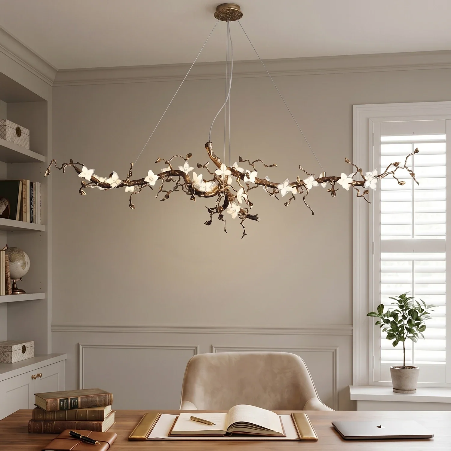Handcrafted Sculptural Floral Branch Chandelier by Bling Lighting Studio