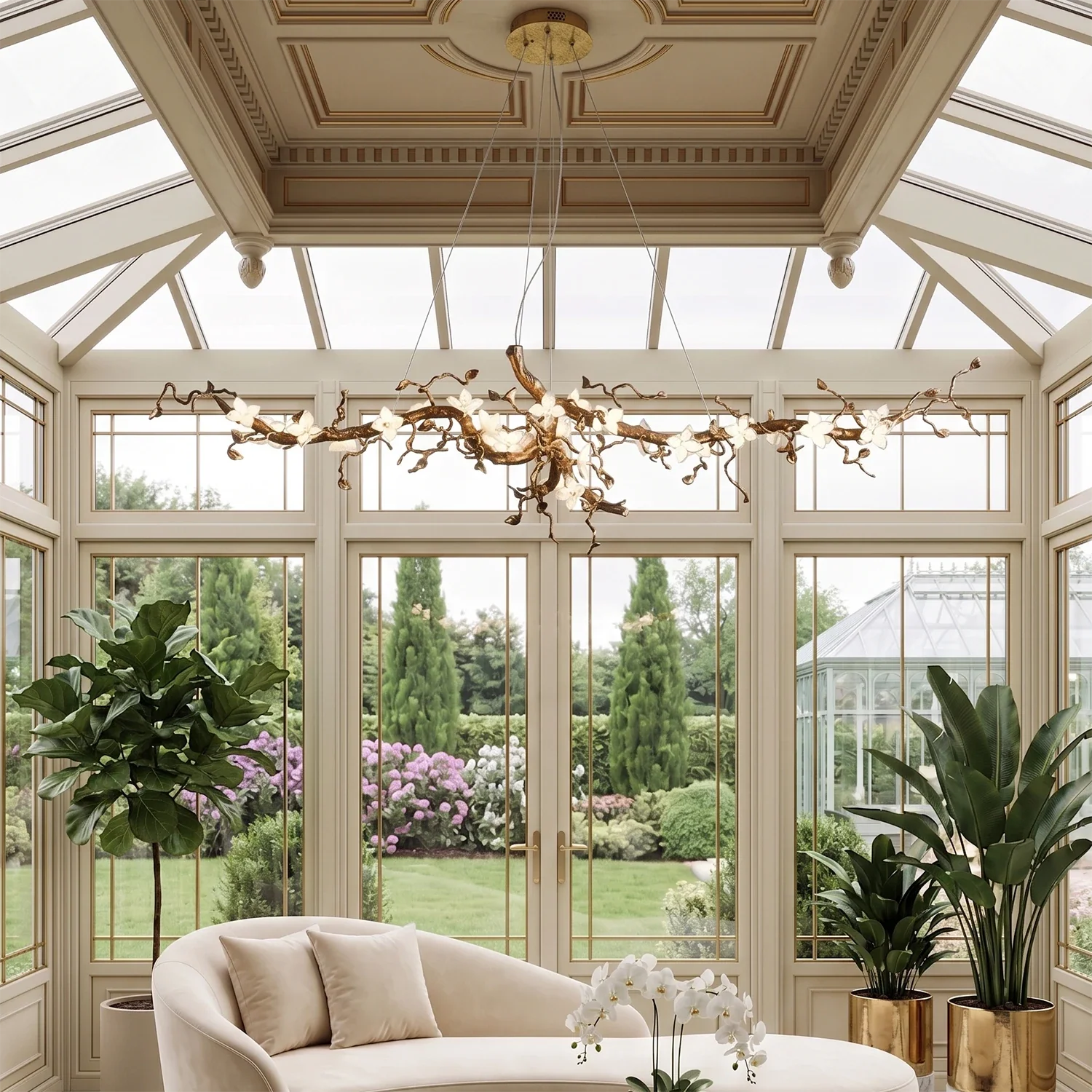 Handcrafted Sculptural Floral Branch Chandelier by Bling Lighting Studio