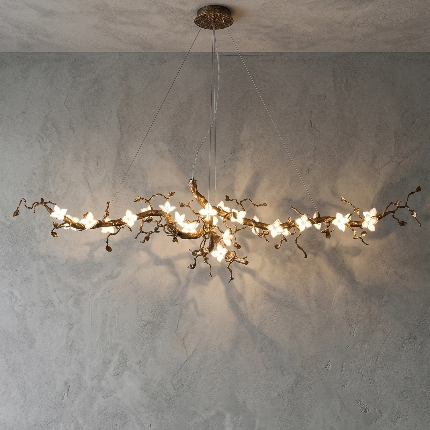 Handcrafted Sculptural Floral Branch Chandelier by Bling Lighting Studio