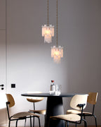 Tired Alabaster marble Cluster Chandelier 13" with adjustable chain
