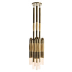 Horsehair 9-Light Pendant brass fixture detail