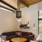 Horsehair 9-Light Pendant with layered horsehair strands
