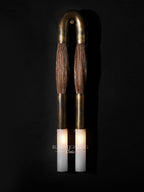 Horsehair Sconce Solid Brass 30''H in Aged Brass with Flaxen horsehair