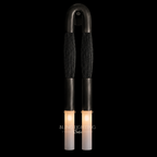 Horsehair Sconce Solid Brass 30''H in Blackened Brass with Jet Black horsehair