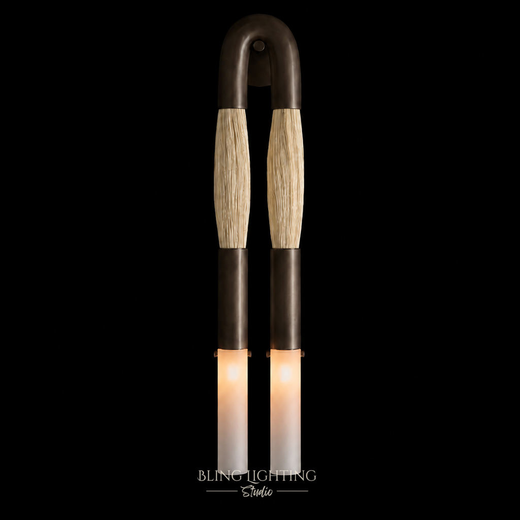 Horsehair Sconce Solid Brass 30''H in Oil-Rubbed Bronze with Palomino horsehair