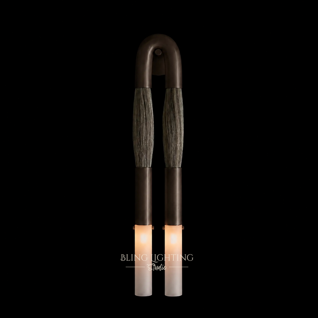 Horsehair Sconce Solid Brass 30''H in Oil-Rubbed Bronze with Silver horsehair