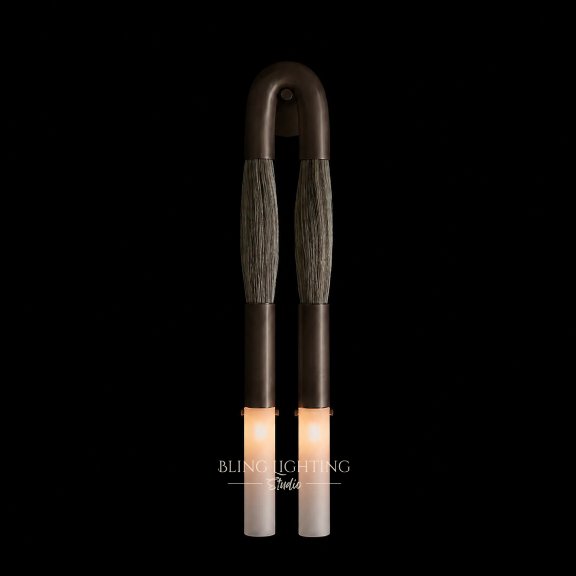 Horsehair Sconce Solid Brass 30''H in Oil-Rubbed Bronze with Silver horsehair