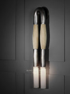 Horsehair Sconce Solid Brass 30''H in Tarnished Silver with Palomino horsehair