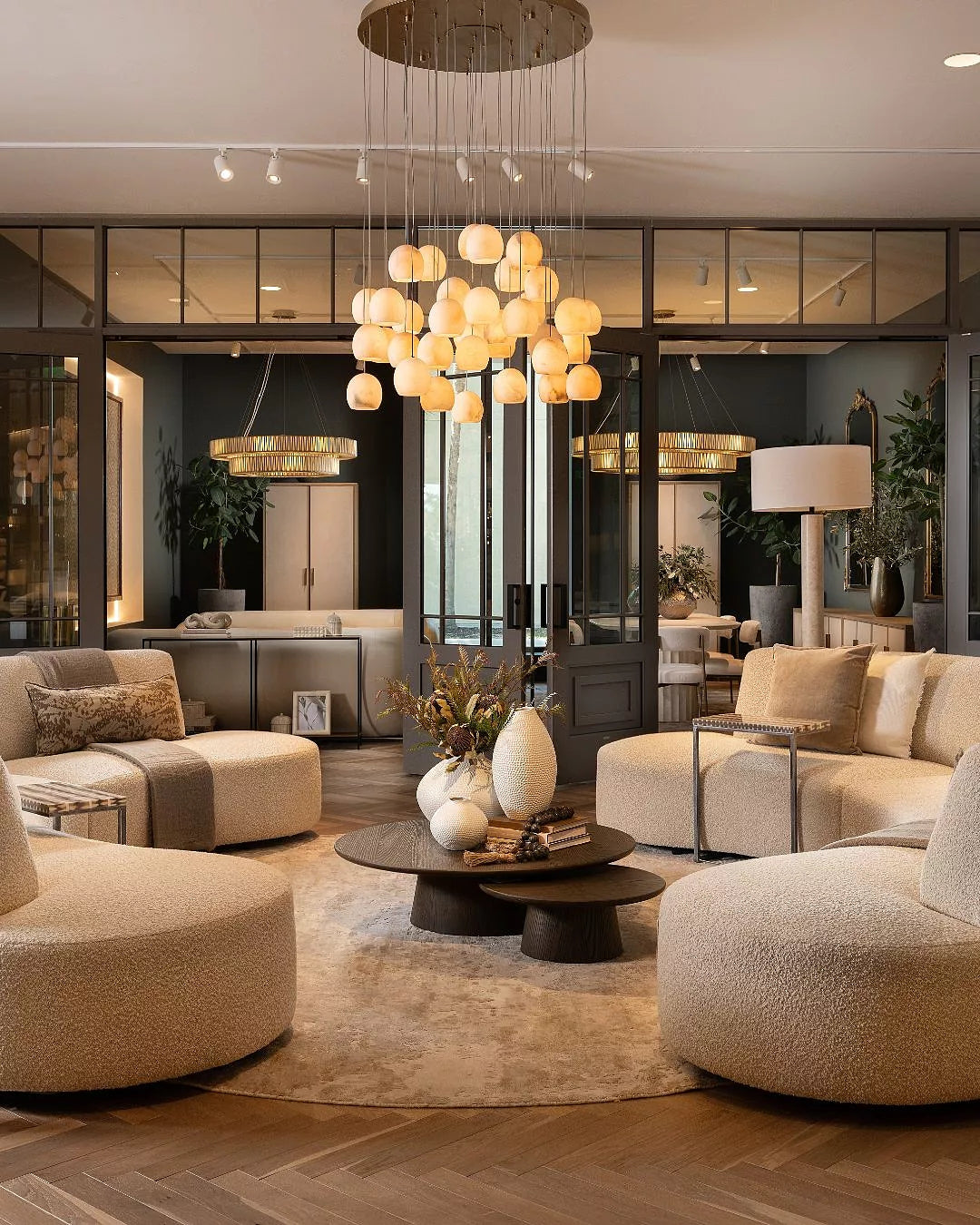 Arica Alabaster Round Chandelier by Bling Lighting Studio