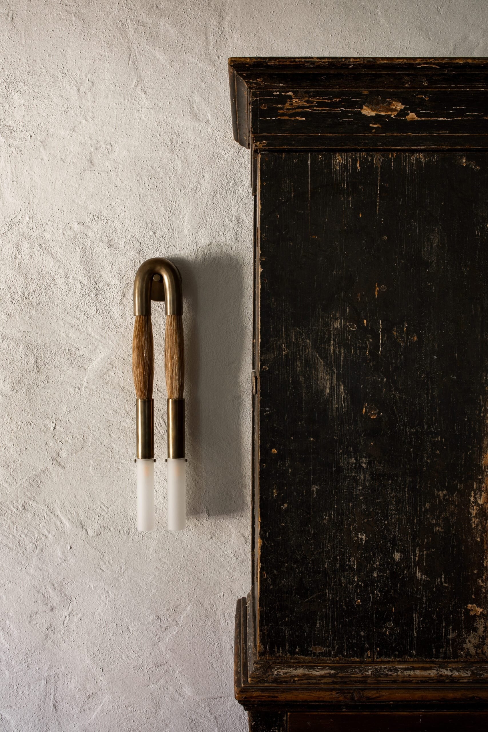 Horsehair Sconce Solid Brass 30''H