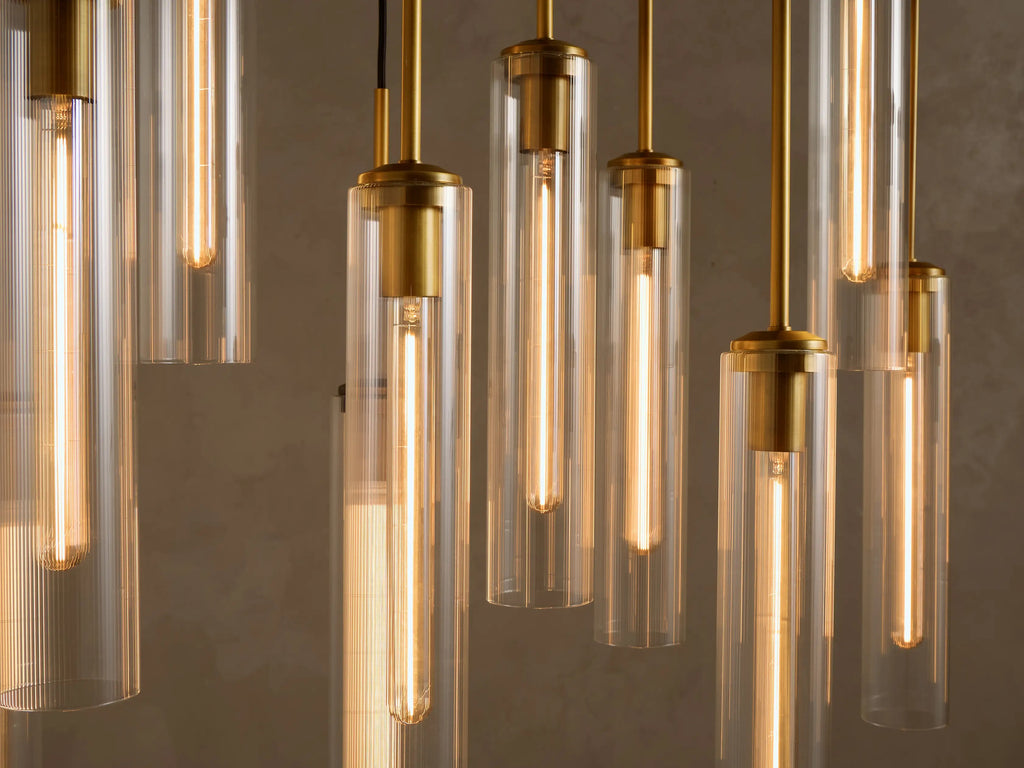Candelabro Colleen de cristal acanalado lineal