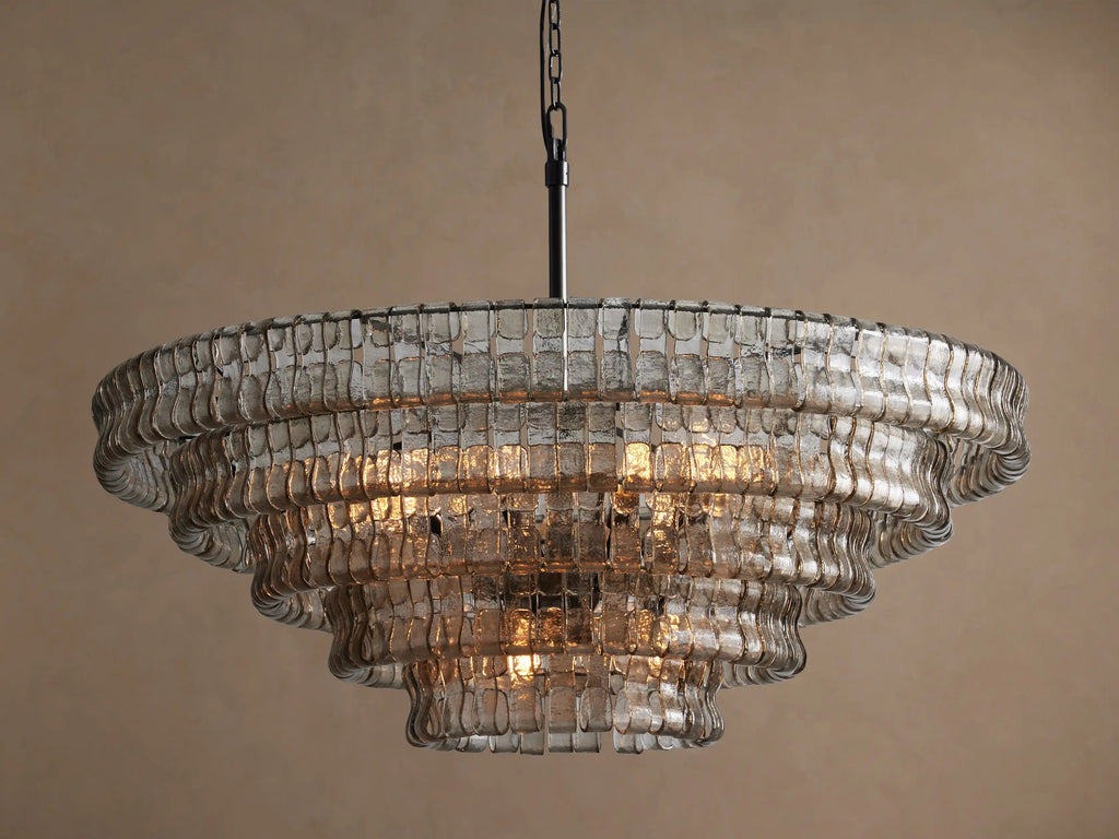 Ghiaccio Round Murano Glass Chandelier 36" 48" 60"