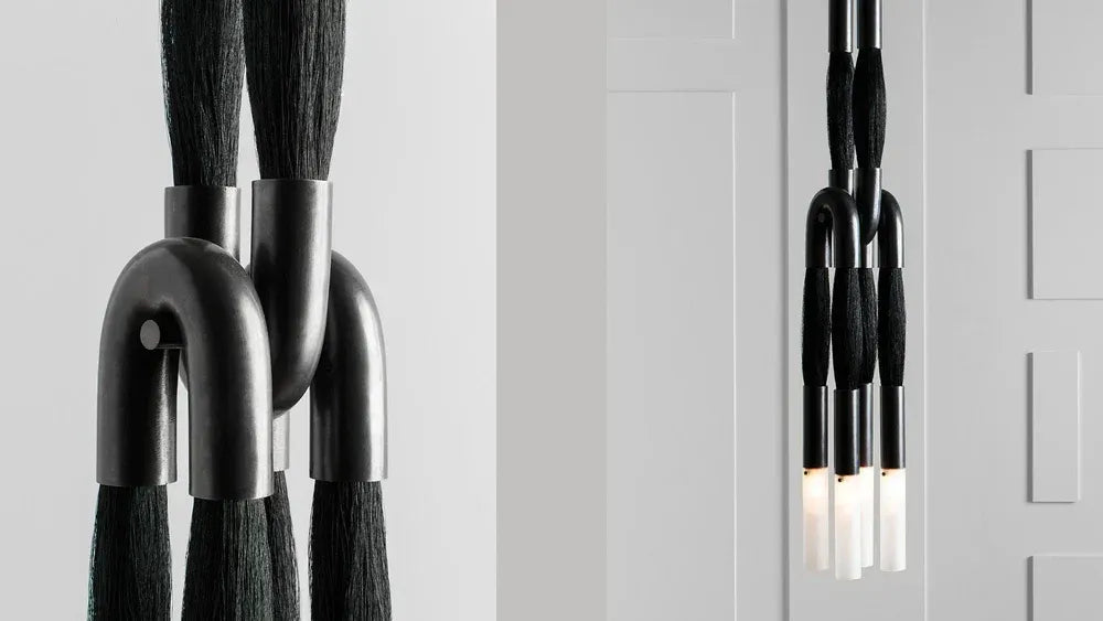 Horsehair Solid Brass Pendant  60''H
