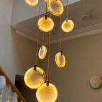 Moonshade Alabaster Disc Stairwell Lighting Chandelier