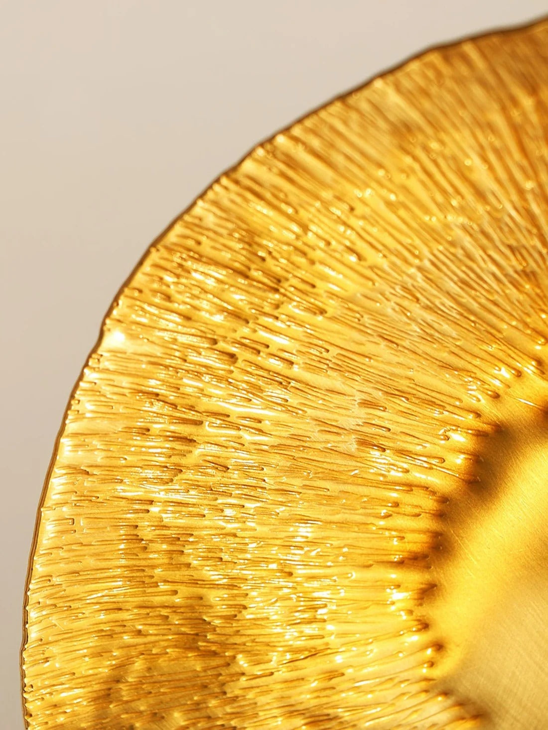 Jenissa Vintage Staircase Chandelier macro detail of gold lotus leaf shade texture