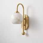 Juliet Alabaster Globe Wall Sconce — W 18cm x H 40cm / W 7″ x H 17.7″ / Brass & White Alabaster
