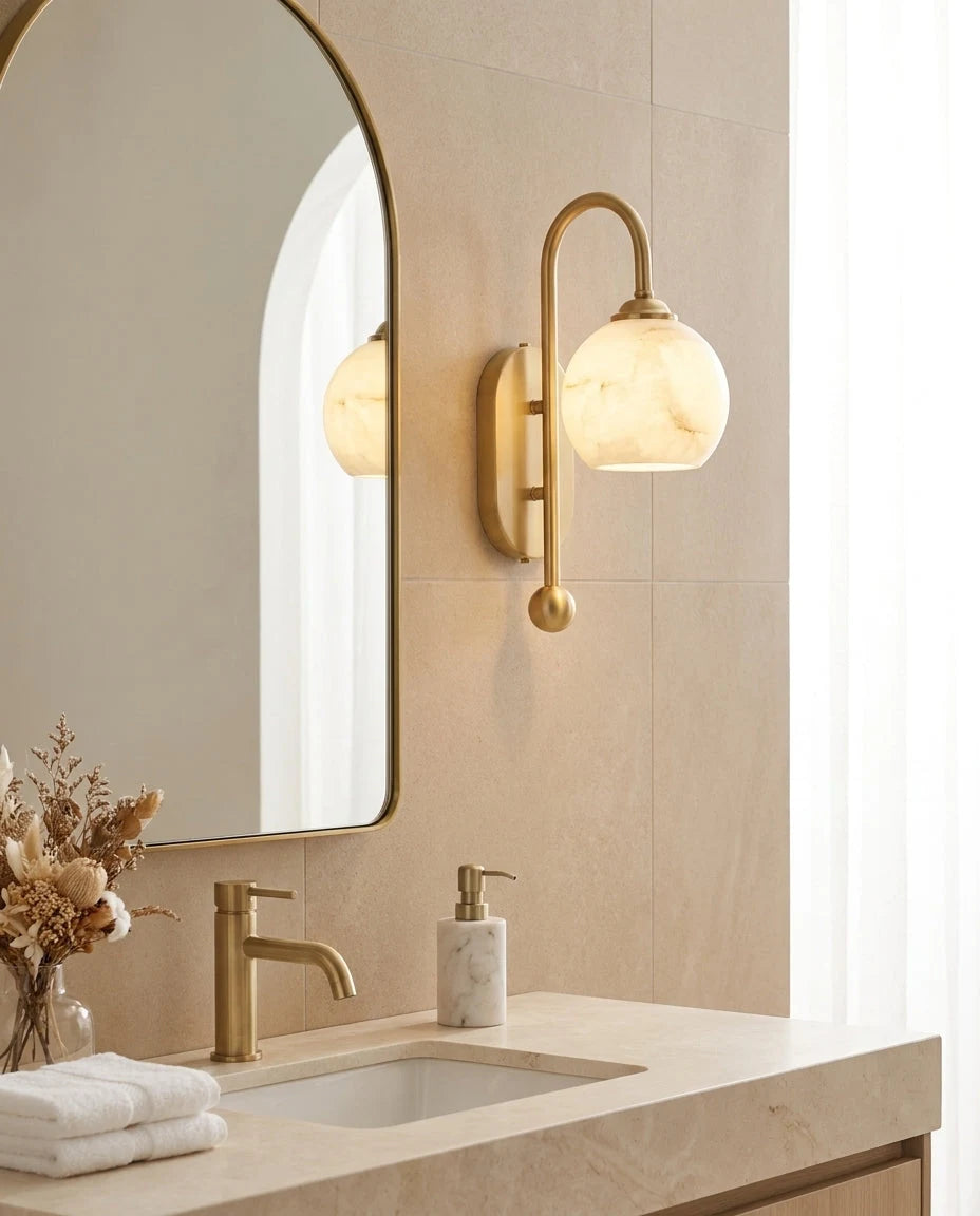 Juliet Alabaster Globe Wall Sconce, product view 7