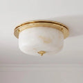 Justice Alabaster Dome Flush Mount — Dia 40cm x H 16cm / ∅ 15.7″ x H 6.3″ / Brass & White Alabaster
