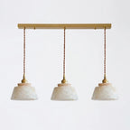 Kikyo Alabaster Pendant Light — 3 Heads L 23.6″ x H 3.5″ / Brass & White