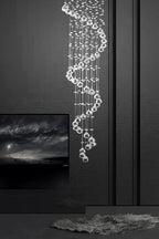 Large Foyer Lighting For High Ceiling and Entryway shown on a dark background with a spiral crystal drop design