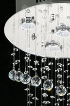Large Foyer Lighting For High Ceiling and Entryway with round canopy and layered crystal raindrop strands