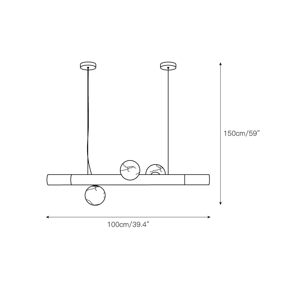 Linear Alabaster Globe Pendant Chandelier, product view 4