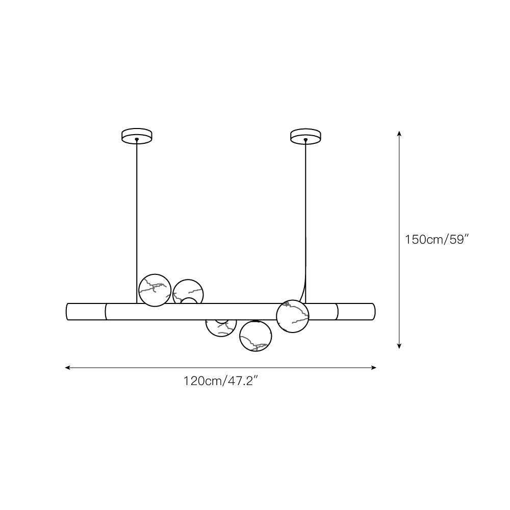 Linear Alabaster Globe Pendant Chandelier, product view 5