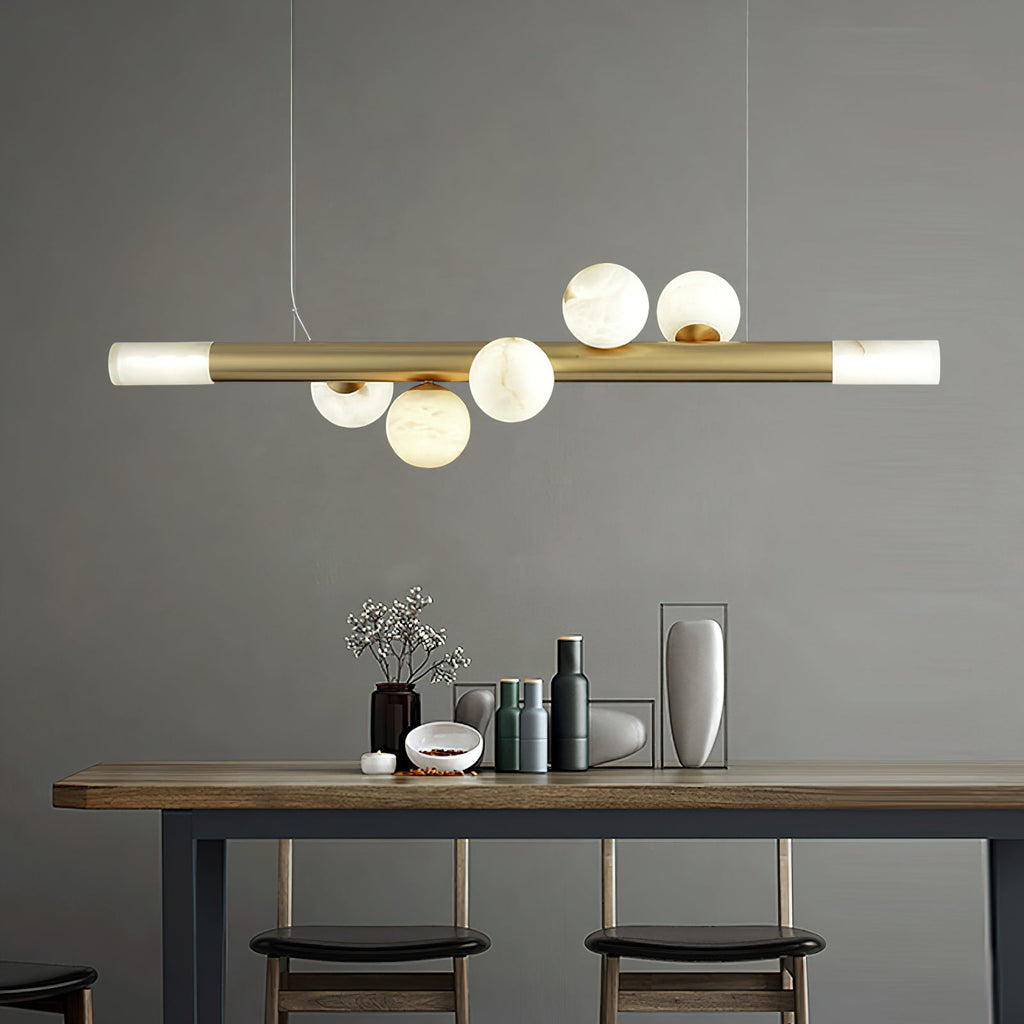 Linear Alabaster Globe Pendant Chandelier, product view 8