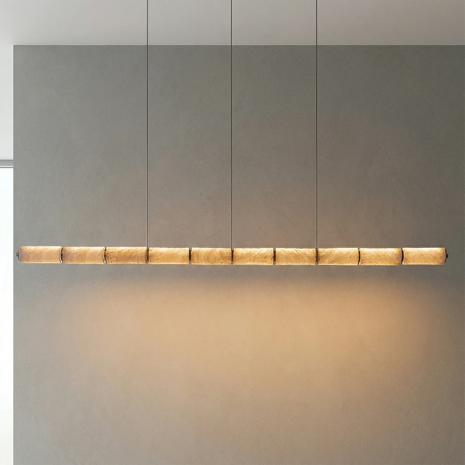 Linear Alabaster LED Chandelier by Bling Lighting Studio