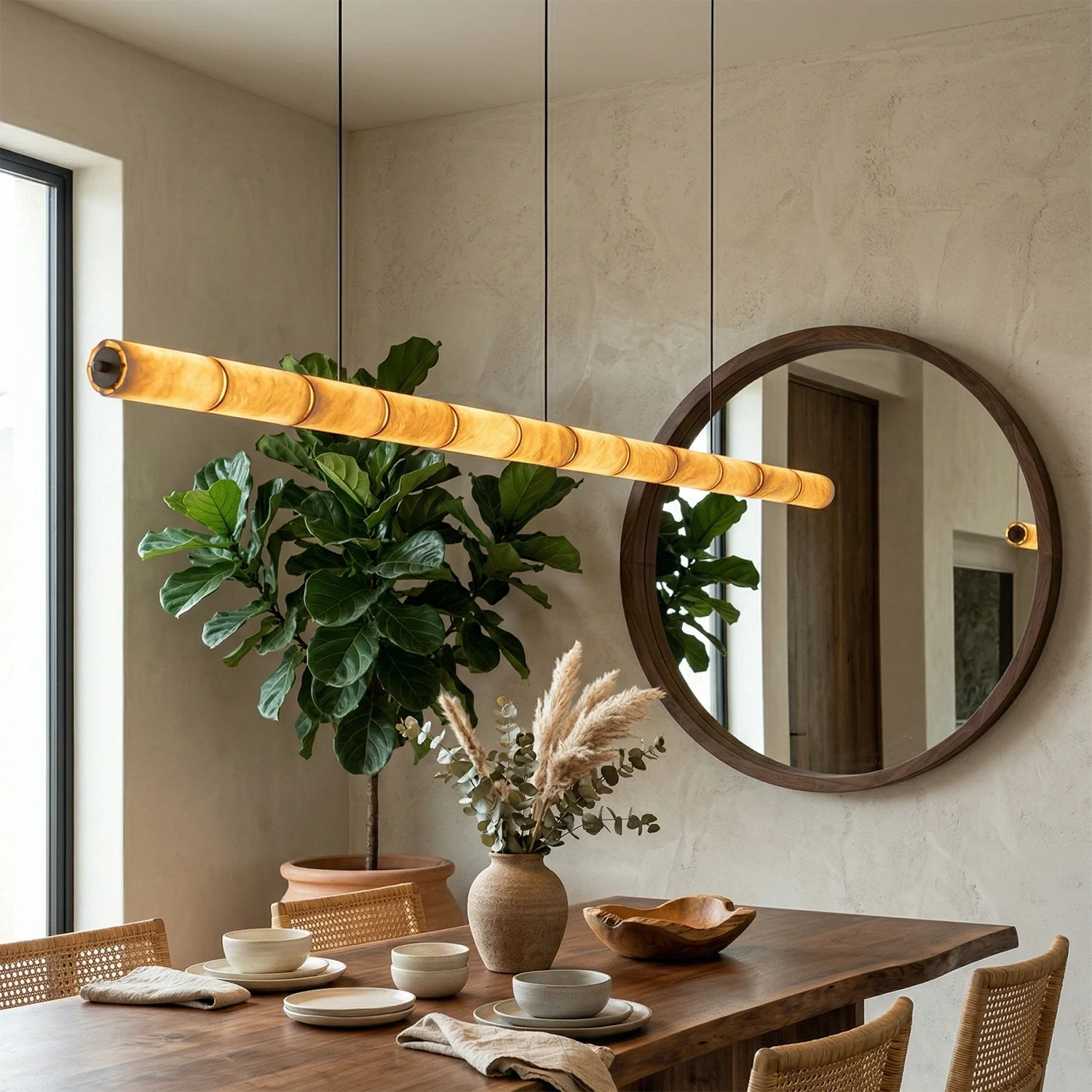 Linear Alabaster LED Chandelier by Bling Lighting Studio