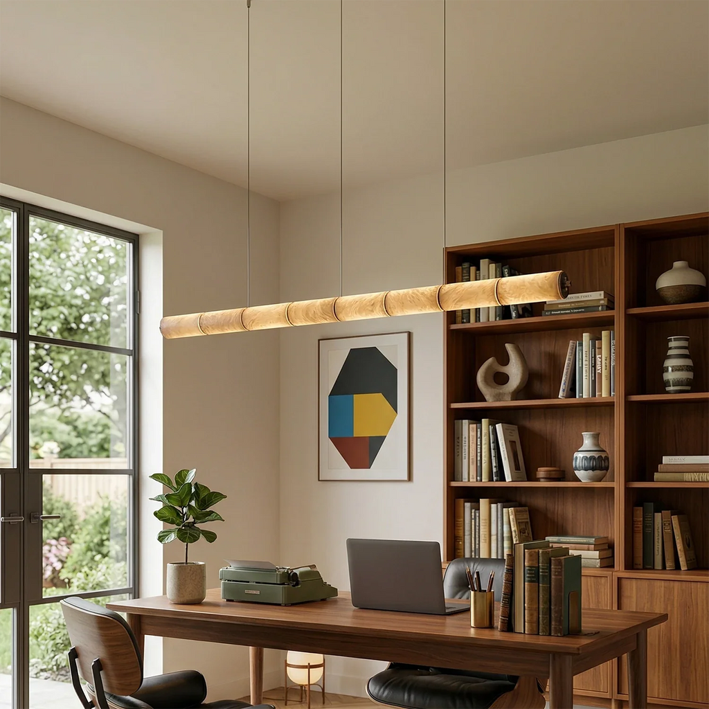 Linear Alabaster LED Chandelier by Bling Lighting Studio