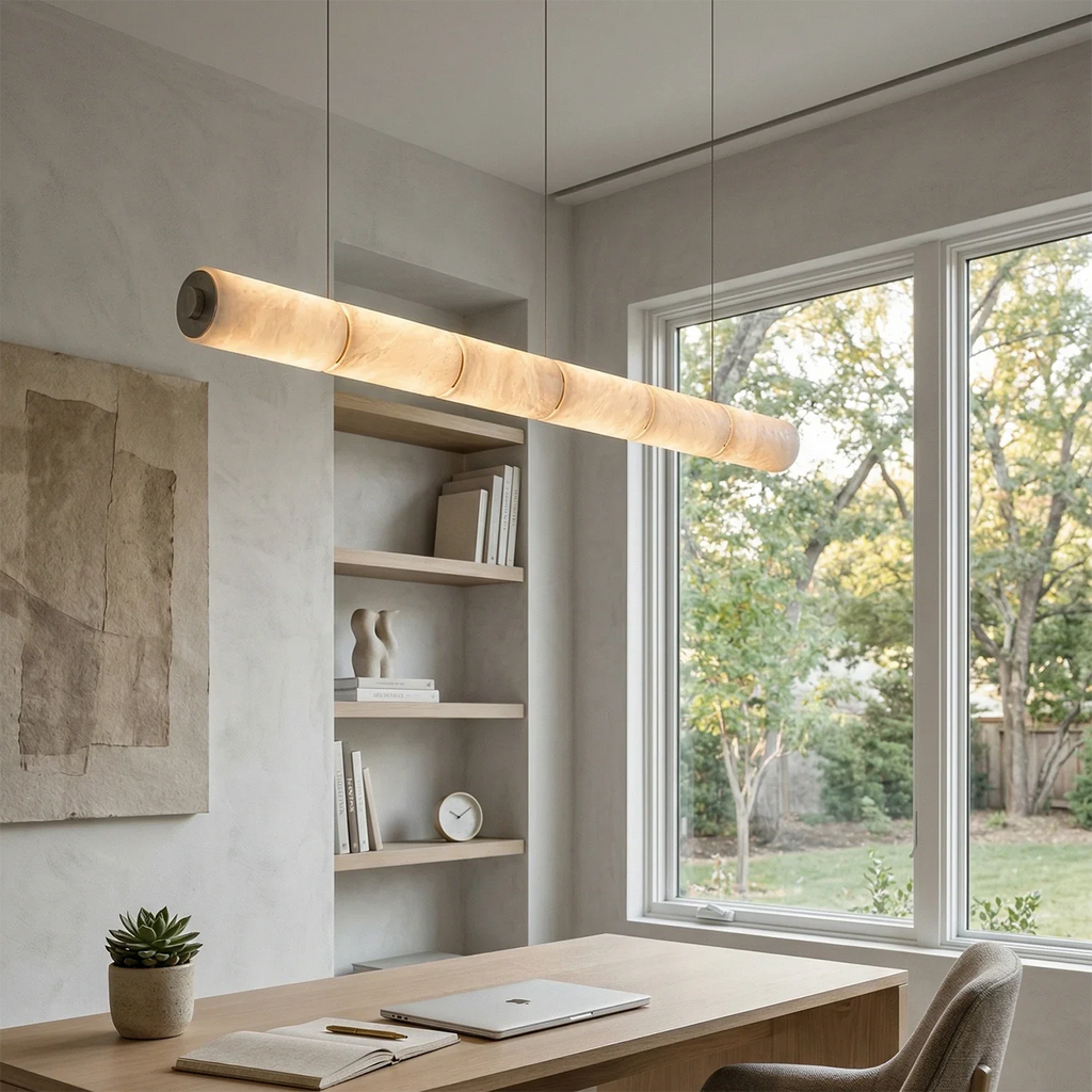 Linear Alabaster LED Chandelier by Bling Lighting Studio