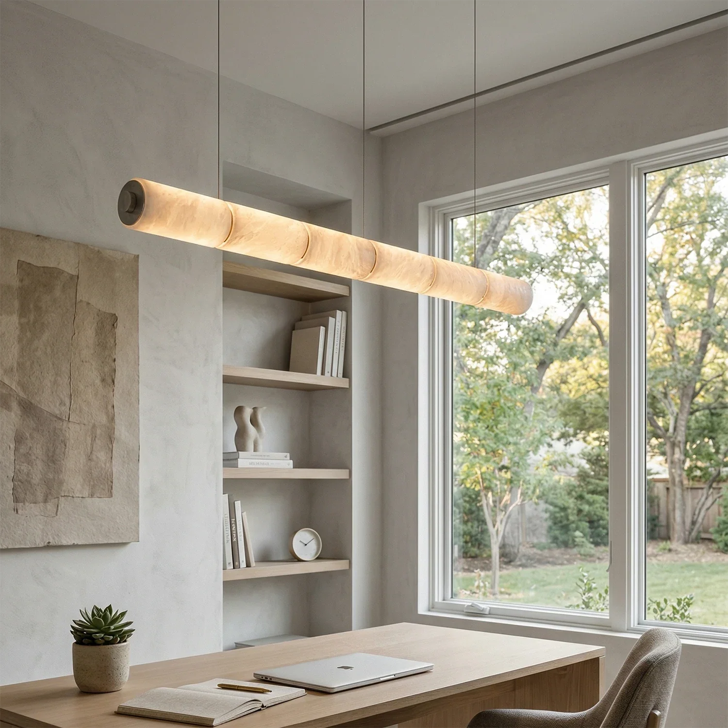 Linear Alabaster LED Chandelier by Bling Lighting Studio