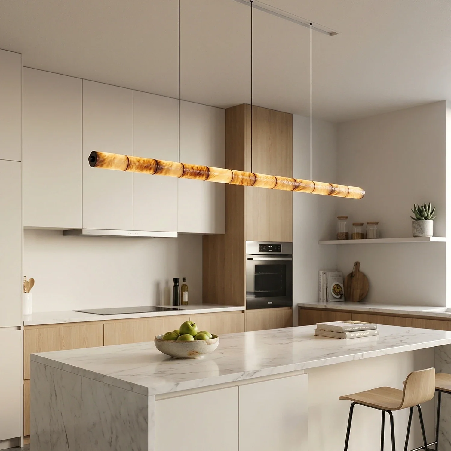 Linear Alabaster LED Chandelier by Bling Lighting Studio