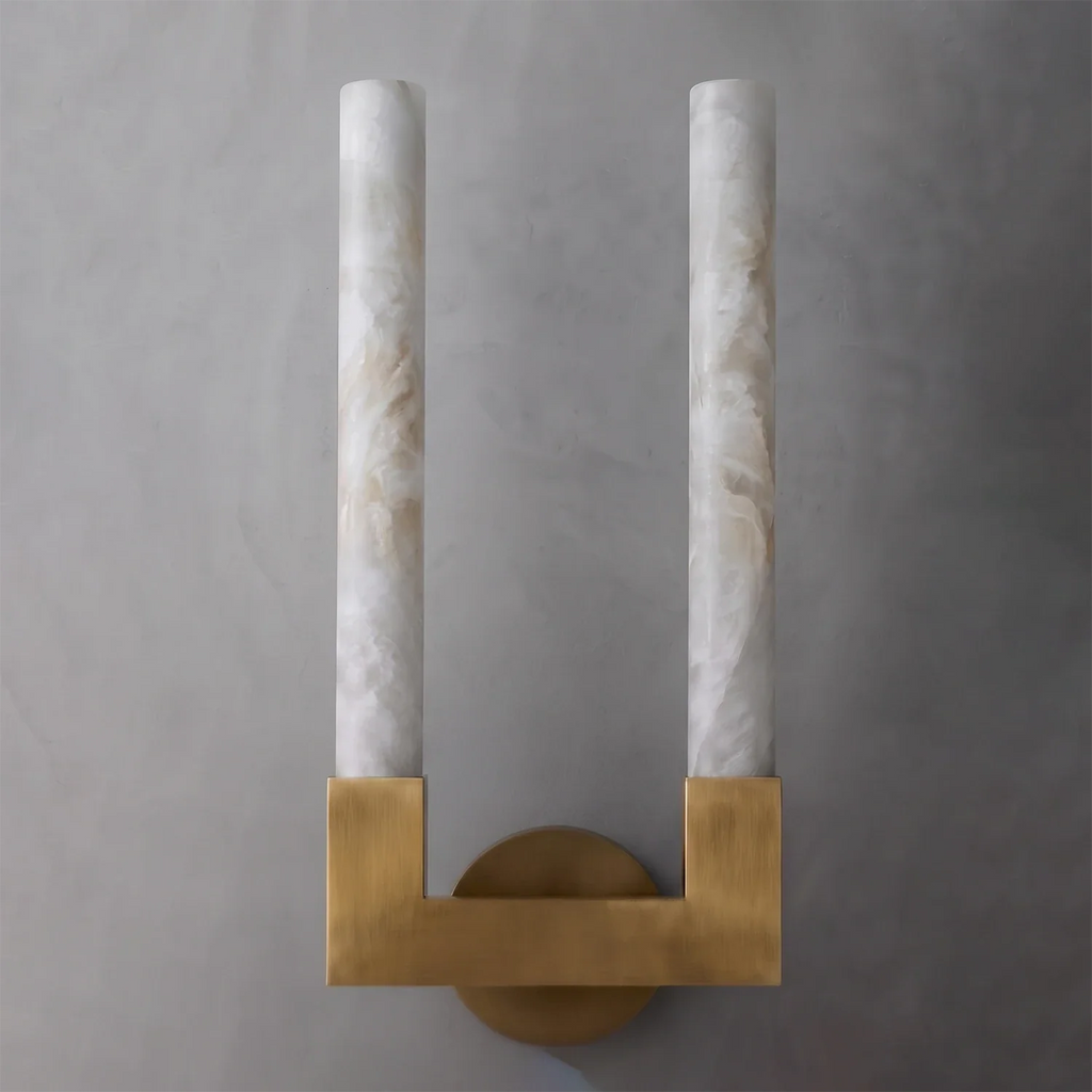 Linear Cylindrical Alabaster Wall Sconce by Bling Lighting Studio