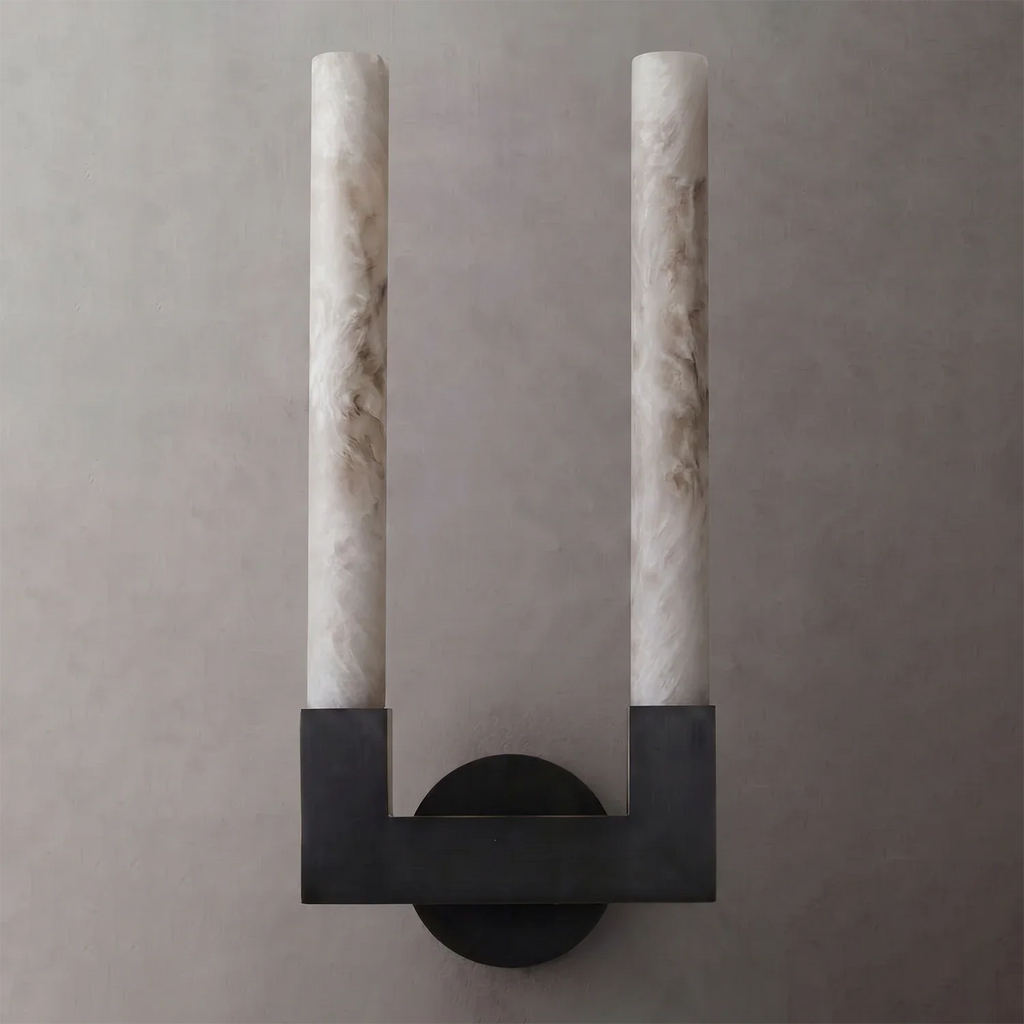 Linear Cylindrical Alabaster Wall Sconce by Bling Lighting Studio