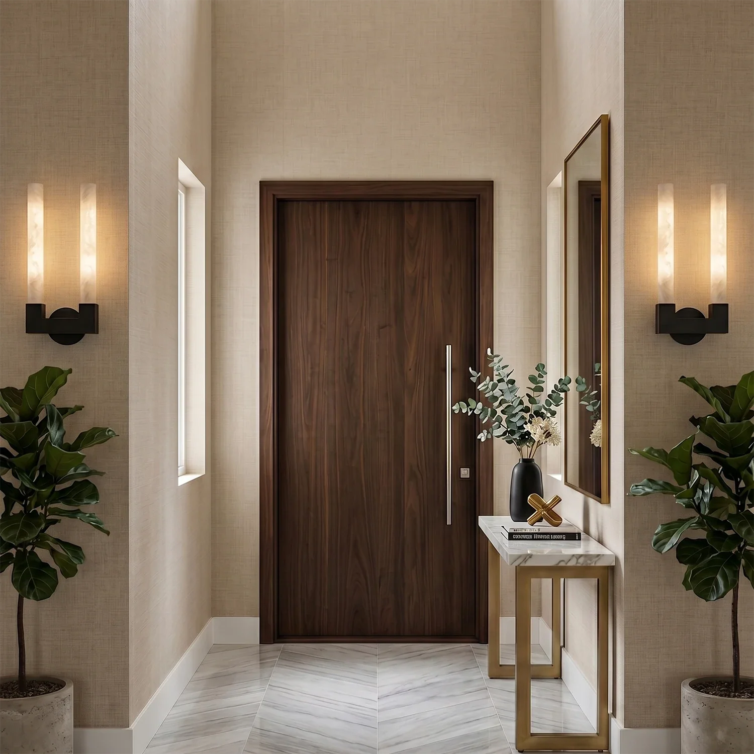 Linear Cylindrical Alabaster Wall Sconce by Bling Lighting Studio