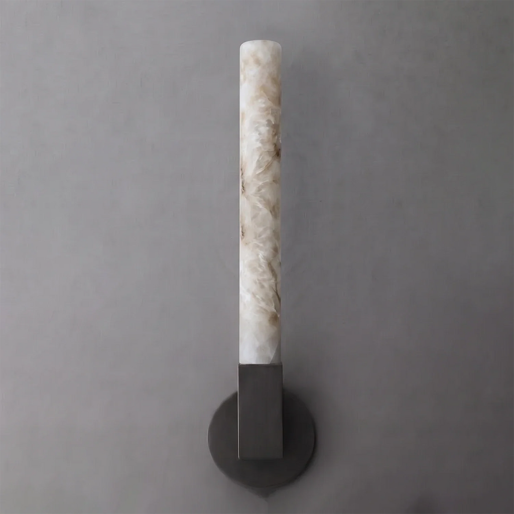 Linear Cylindrical Alabaster Wall Sconce by Bling Lighting Studio
