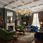 Lorna Berry Branch Shape Glass Chandelier in a blue and green classic living room
