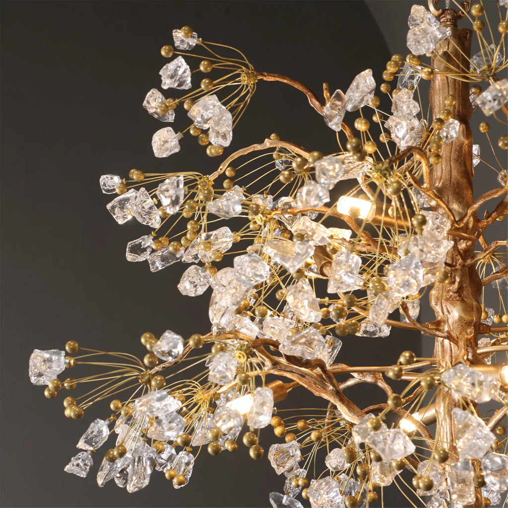 Close up of Lorna Berry Branch Shape Glass Chandelier crystal berry and branch details