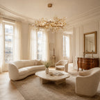 Lorna Berry Branch Shape Glass Chandelier in an elegant cream living room